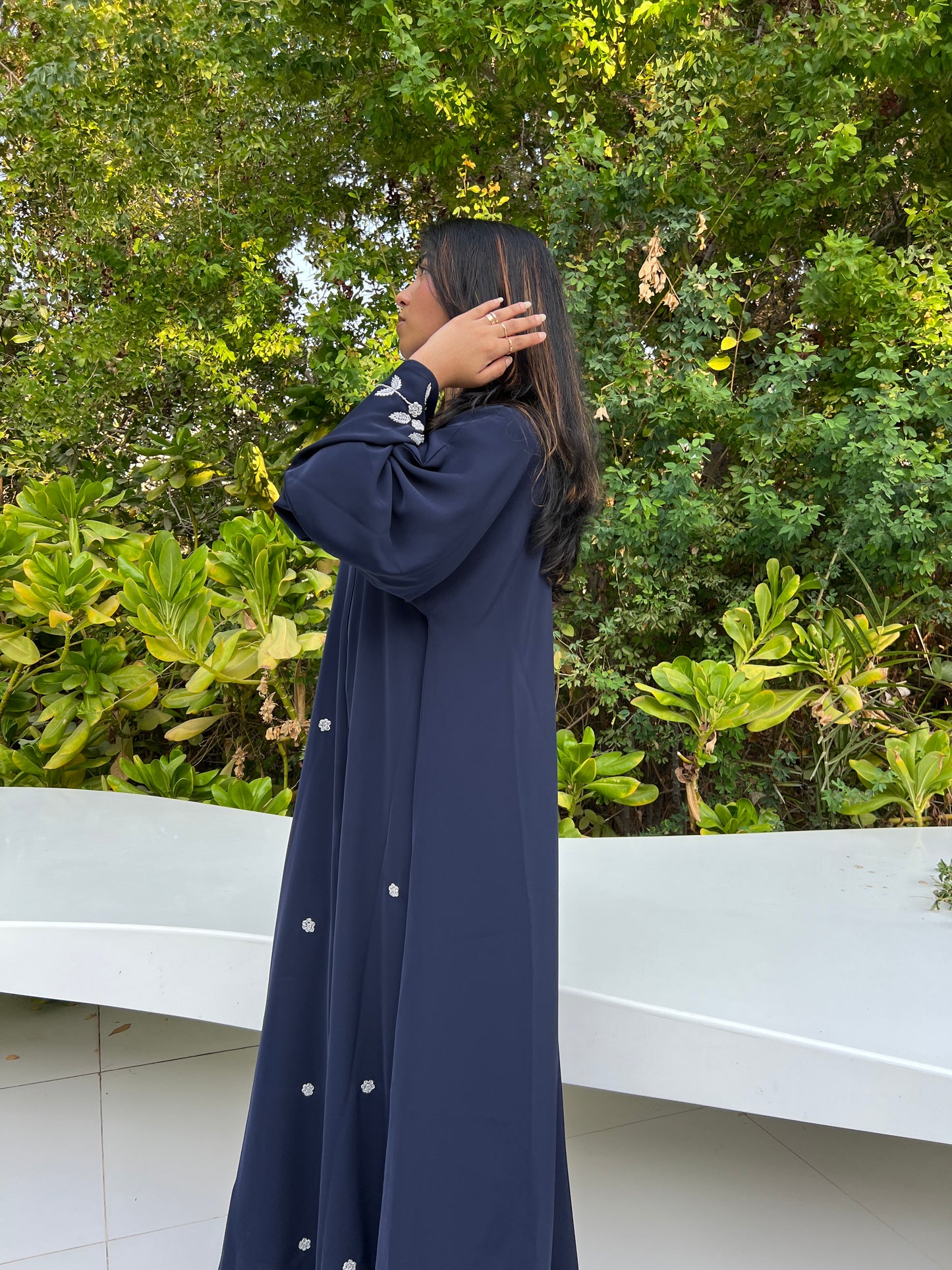 Navy blue Abaya with hand work