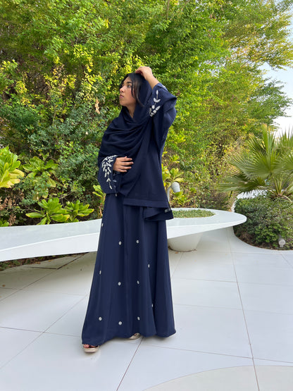 Navy blue Abaya with hand work