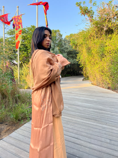 Golden brown Abaya with brown inner