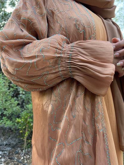 Golden brown Abaya with brown inner