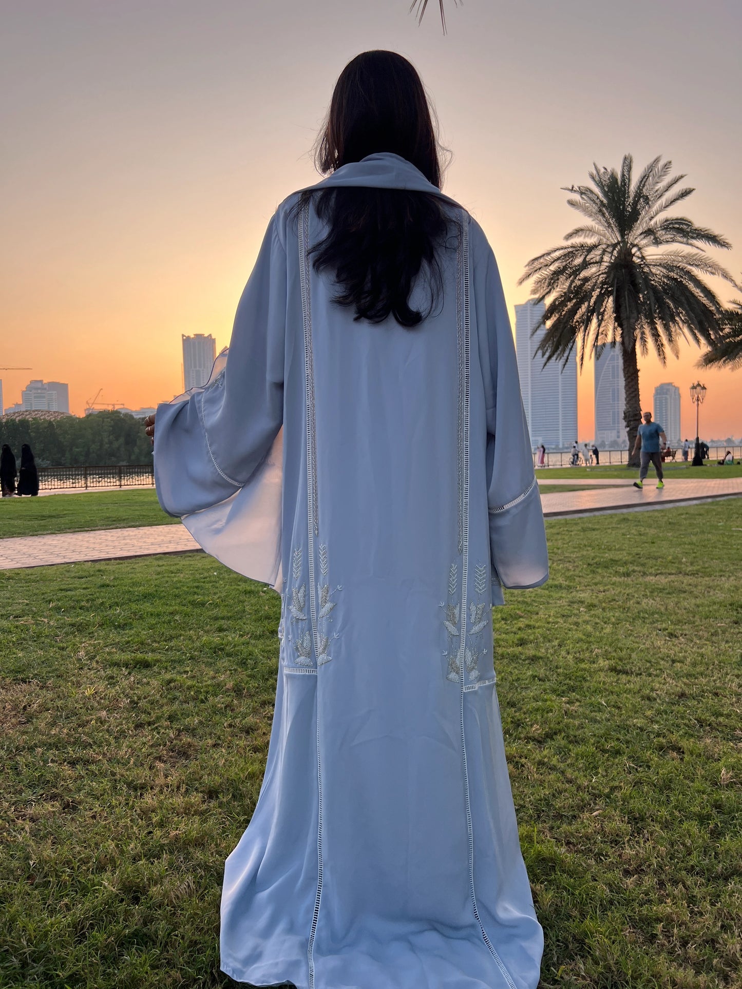 Abaya in Korean Nida with Pearl Detailing