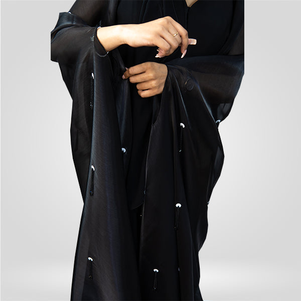 Elegant Nida Organza Cutting Abaya with Exquisite Handwork | Gassa Fabric for a Luxurious and Stylish Look