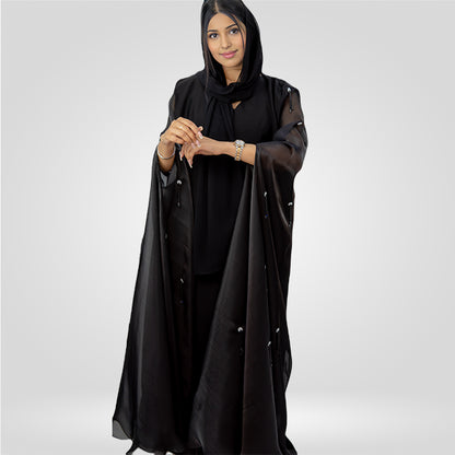 Elegant Nida Organza Cutting Abaya with Exquisite Handwork | Gassa Fabric for a Luxurious and Stylish Look