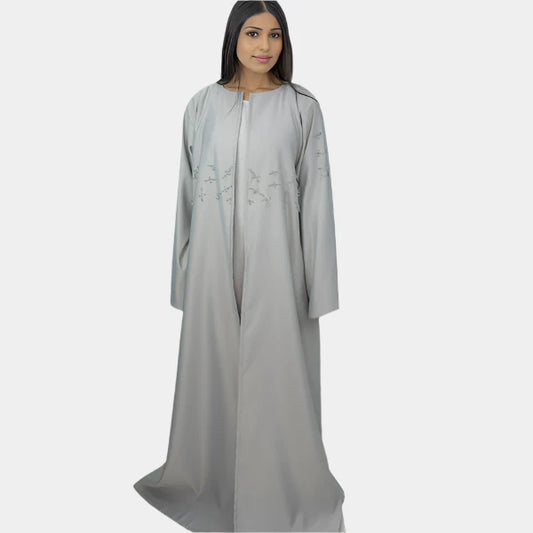 Premium Satin Abaya – Intricate Handcrafted Design in Multiple Colors