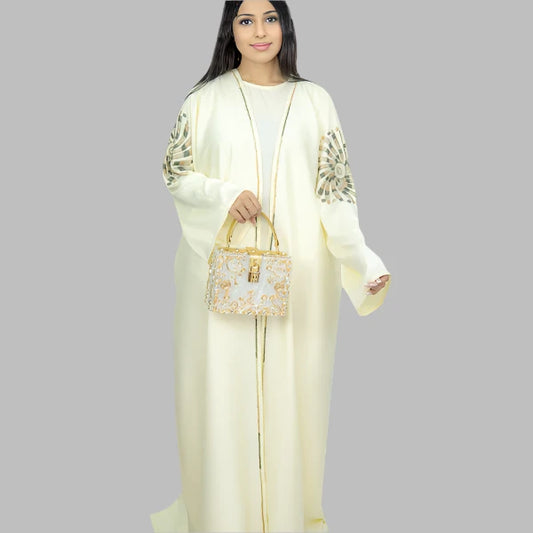 Sleek Korean Abaya Set – Handcrafted Detailing with Matching Dress