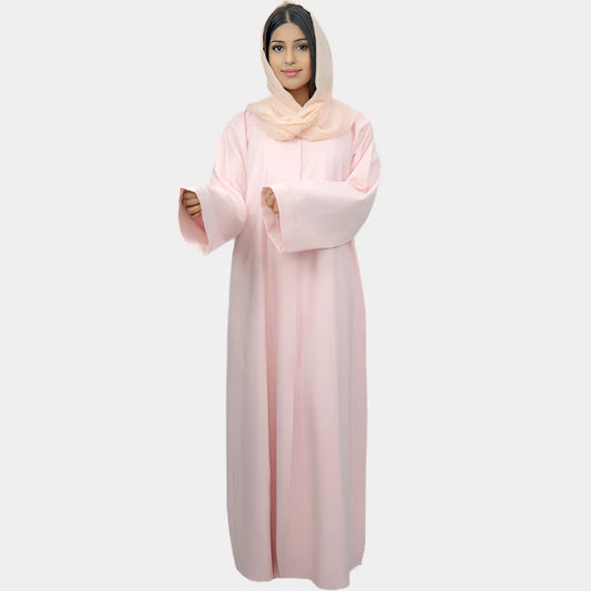 Elegant Barbie Fabric Abaya with Delicate Handwork