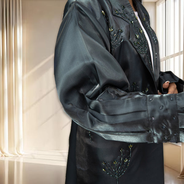 Luxe Shining Tabta Abaya with Elegant Handwork – Perfect for Special Occasions