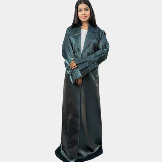 Luxe Shining Tabta Abaya with Elegant Handwork – Perfect for Special Occasions