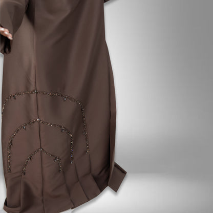 Luxurious Satin Fabric Abaya with Exquisite Handwork