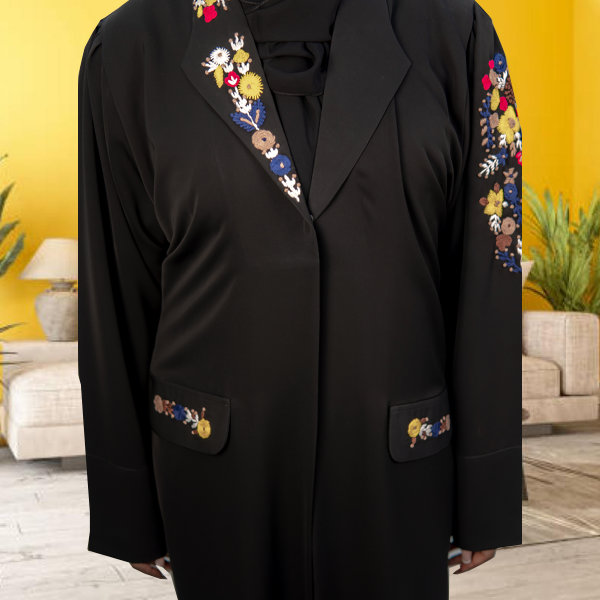 Beautiful Nida Material Abaya with Floral Handwork Design – Perfect for Every Occasion