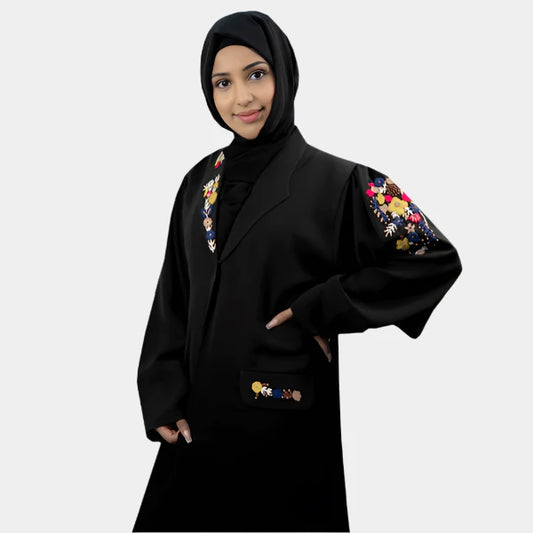 Beautiful Nida Material Abaya with Floral Handwork Design – Perfect for Every Occasion