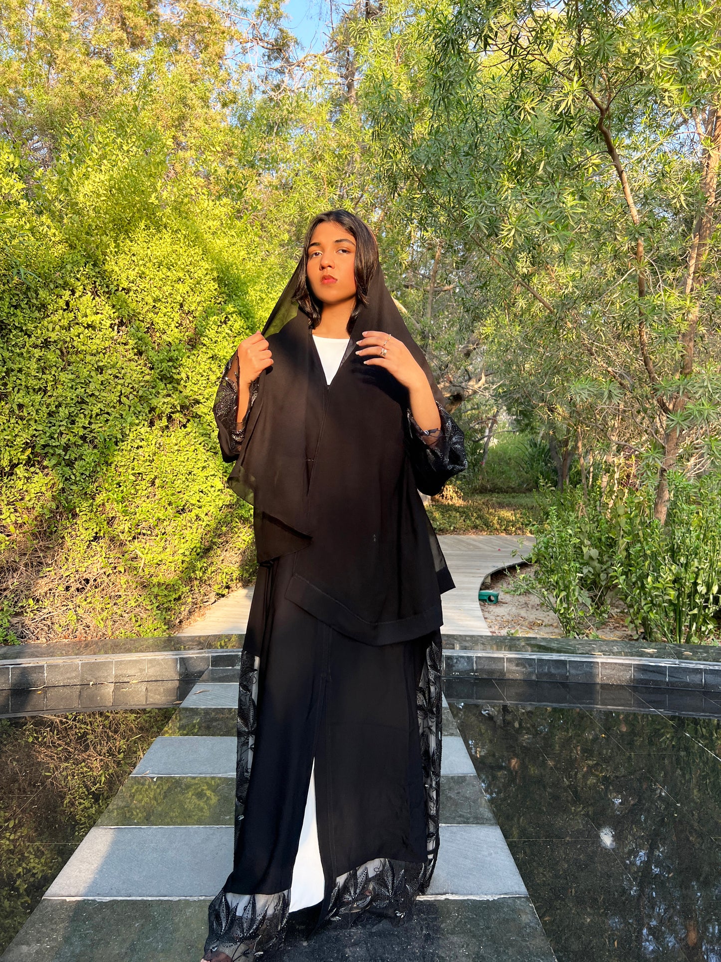 Black | net Abaya