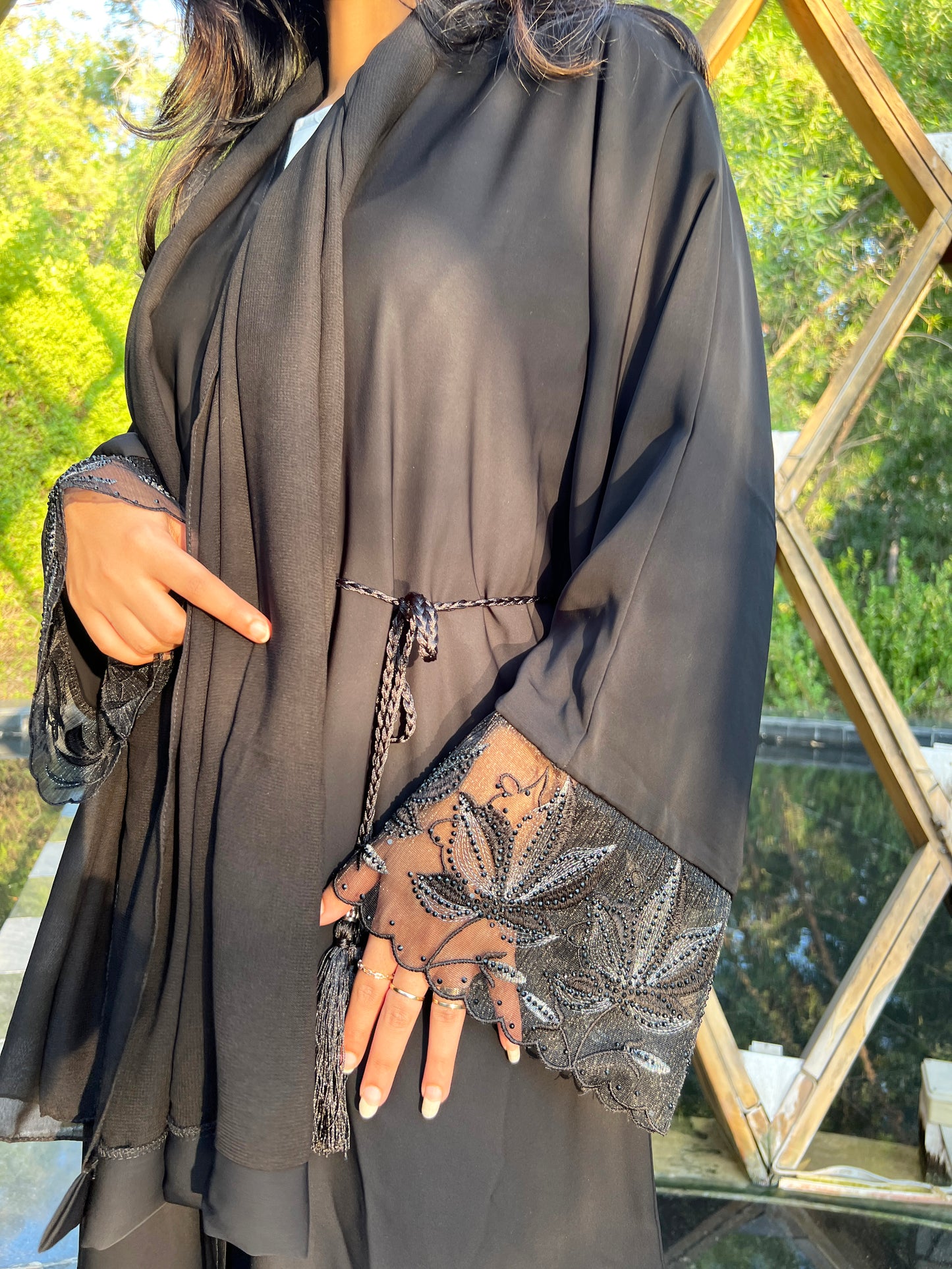Black | net Abaya